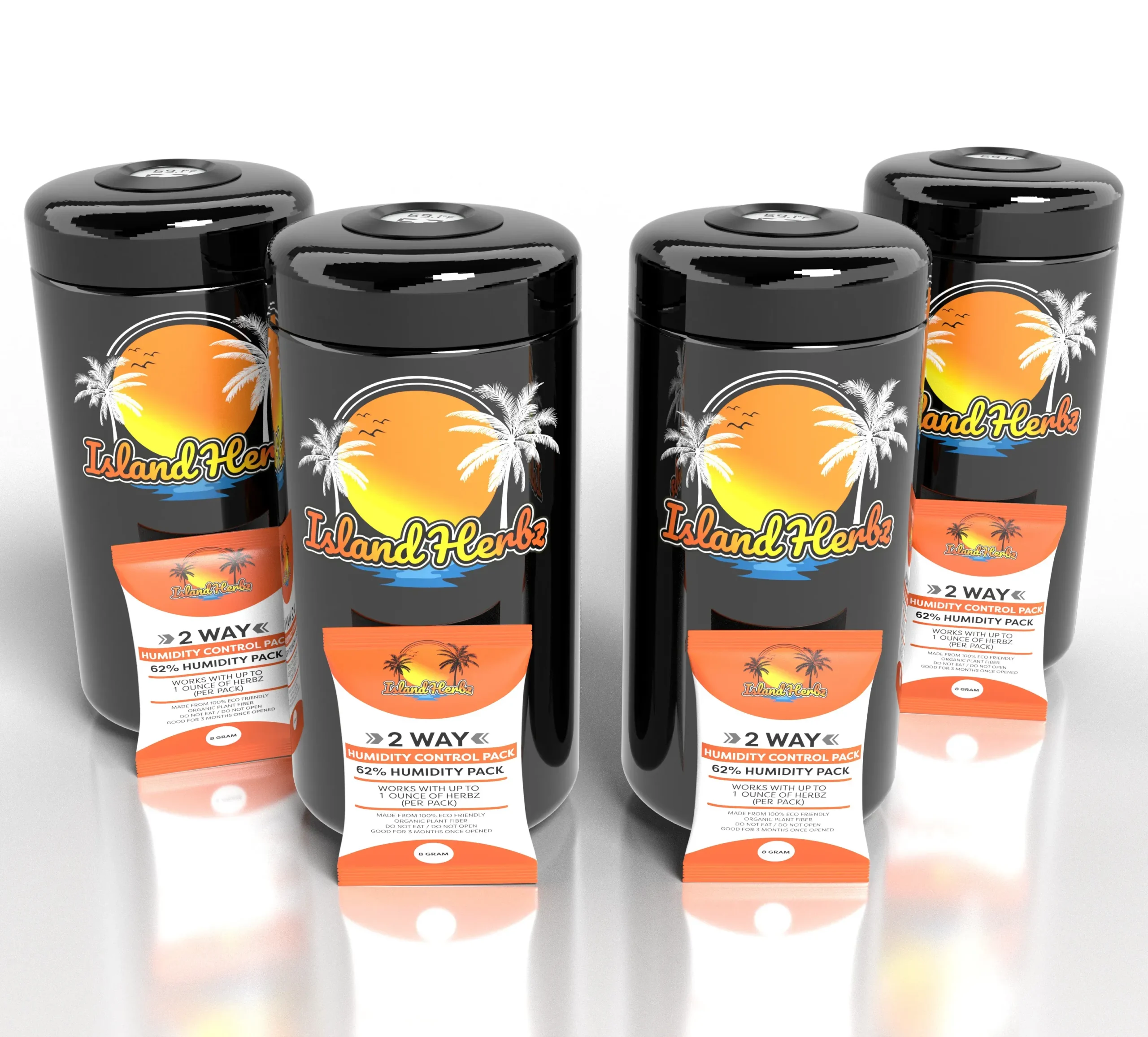 Island Herbz 1 Oz Bio-Photonic Purple UV Glass Stash Jar (4Pack)