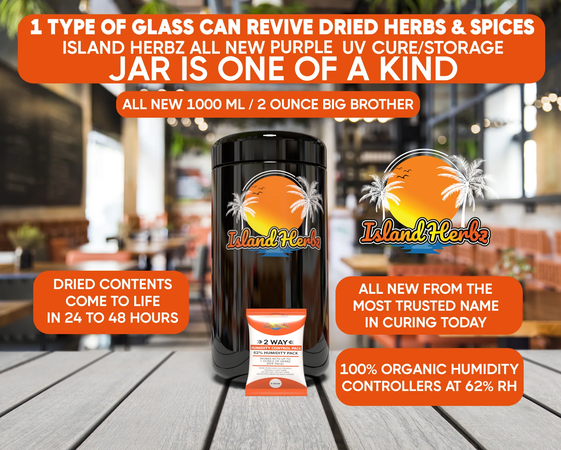 Island Herbz 2 Oz Bio-Photonic Purple UV Glass Stash Jar (2 Pack Of Everything) - Image 2