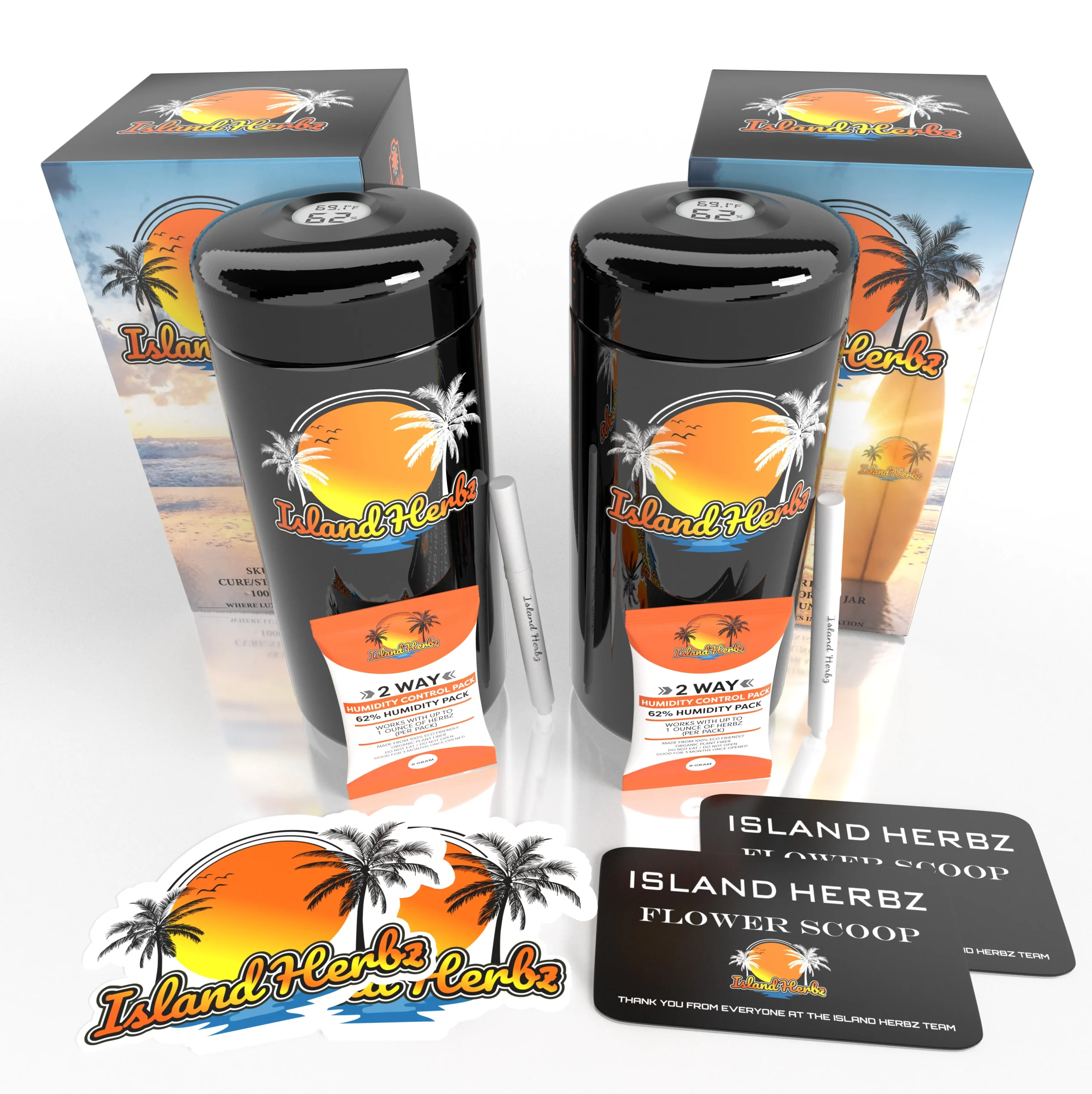 Island Herbz 2 Oz Bio-Photonic Purple UV Glass Stash Jar (2 Pack Of Everything)