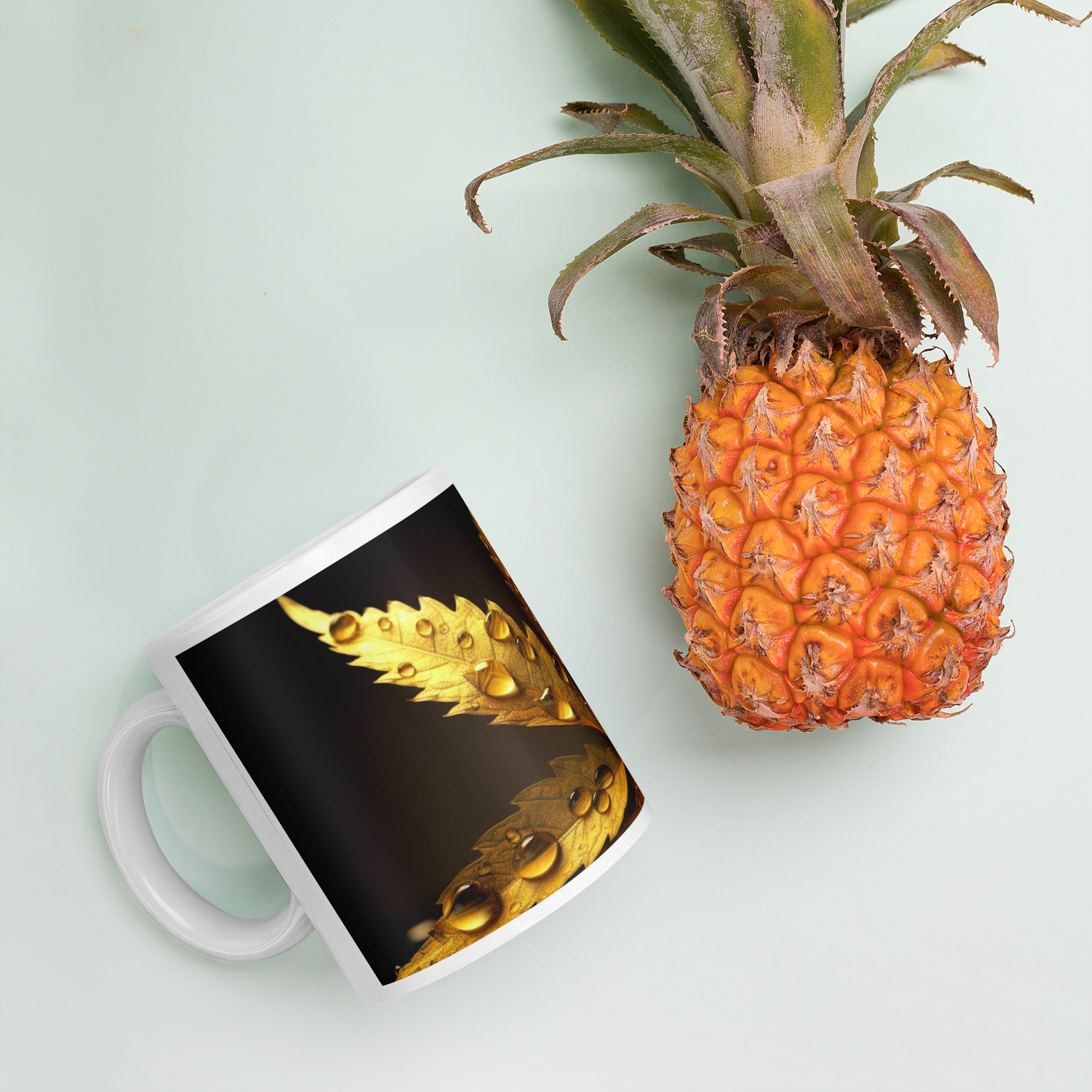 Island Herbz Liquid Gold Wet Leaf Glossy Mug - Image 6