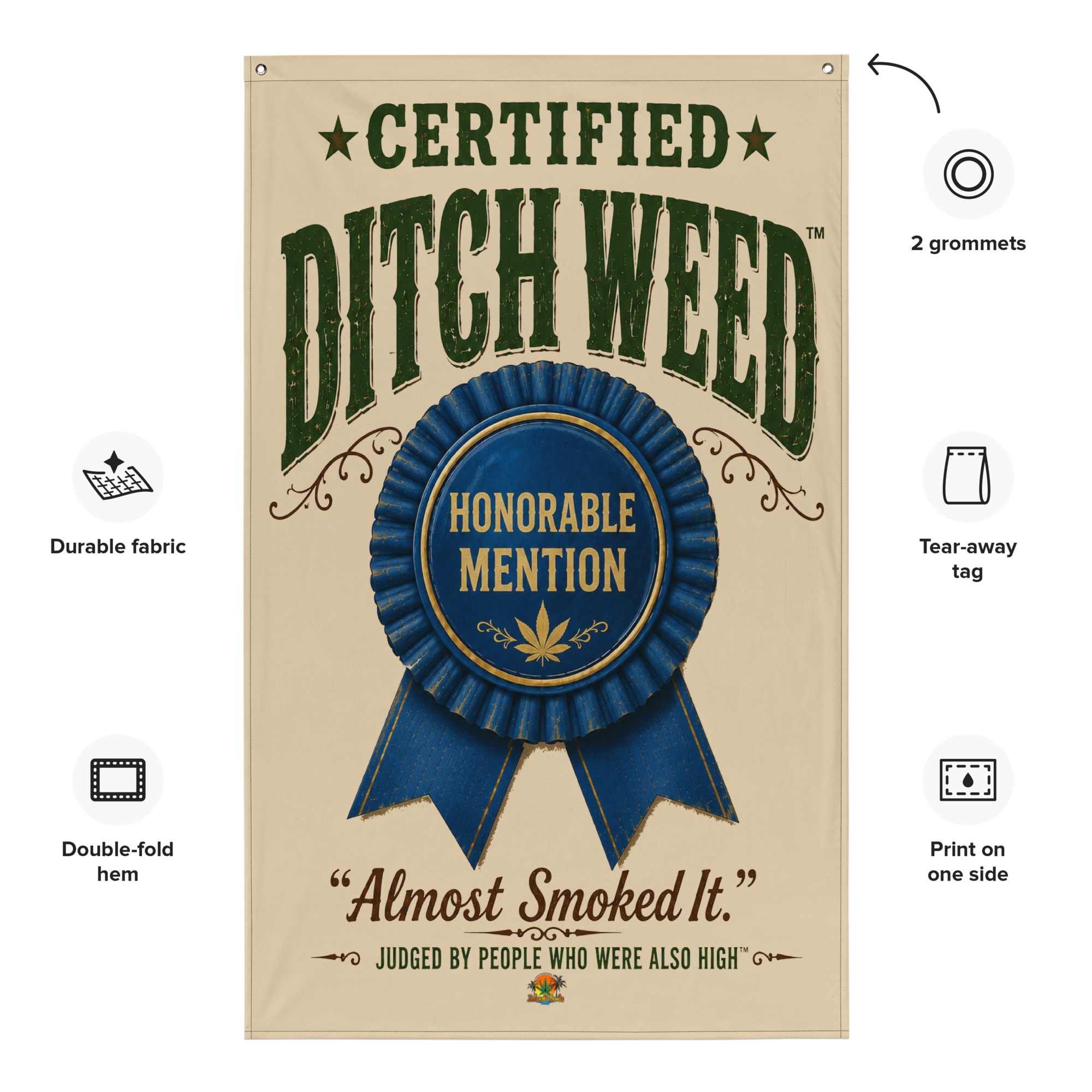 Certified Ditch Weed™ Vertical Flag | Funny Cannabis Grow Room Banner